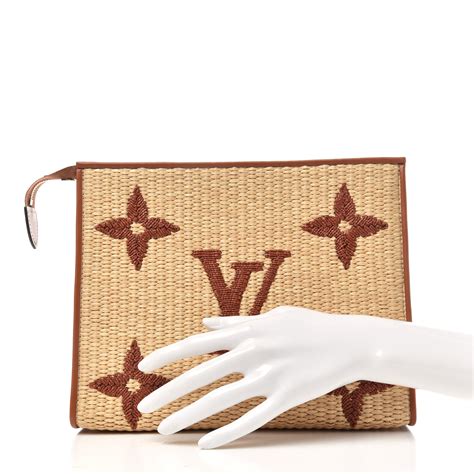 Louis Vuitton Toiletry Pouch 26 Tan Monogram Raffia 